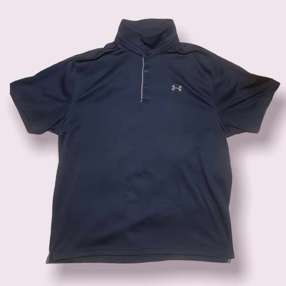 𝅺UNDER Armour‎ Mens Dark Blue Short Sleeve Shirt 2XL - Picture 1 of 8